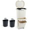Beige PP Multi-Compartment Trash Can with Wheels, Drawer, and Step Pedal